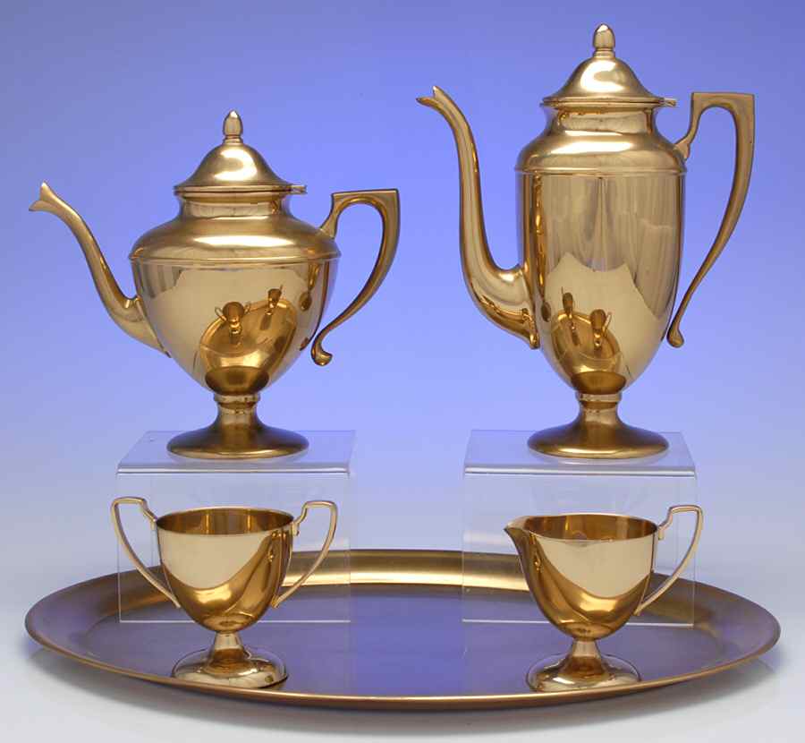 Regal (Dirigold, Hollowware) 5 Piece Tea Set (with Tray) by Dirilyte-Dirigold-1