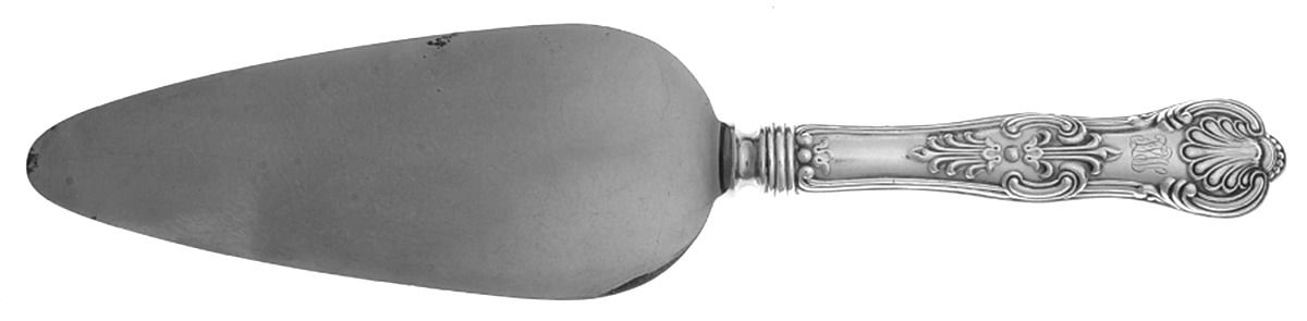 King (Sterling, 1880, Monograms) Pie Server with Stainless Blade by Dominick & Haff-1