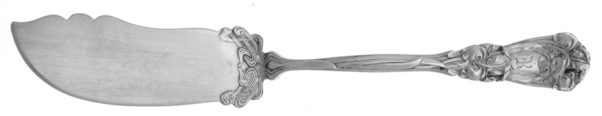 Iris (Sterling, 1900, Monograms) Small Flat Handle Master Butter Knife by Durgin-1