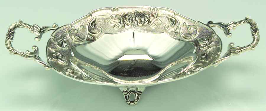 DSL1 (Silverplate, Hollowware) 10" Handled Oval 3 Toed Candy Dish by Danco Silver Ltd-1