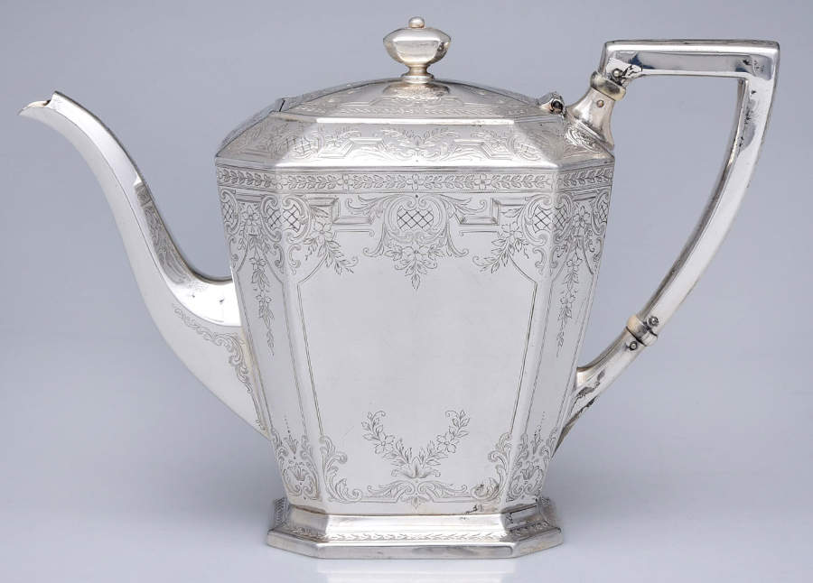 Fairfax-Engraved X (Sterling, Hollowware) Coffee Pot by Durgin-1