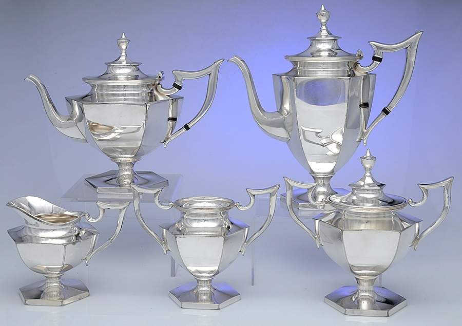 Silverplate Hollowware 5-Piece Plated Tea Set (with Waste) by Derby Silver Company-1