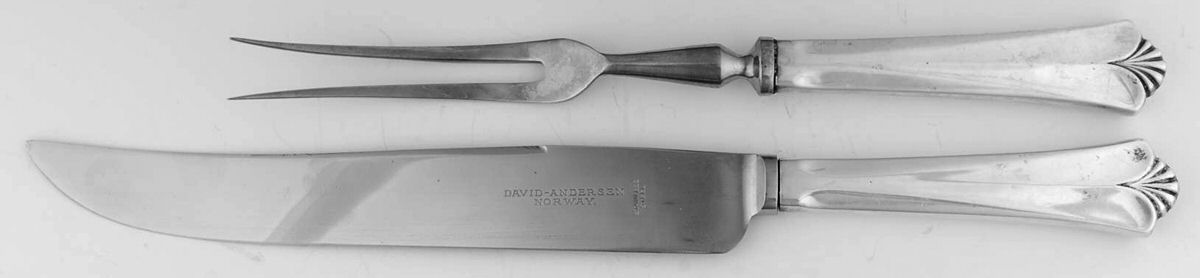 Town Hall  Aka Rdhus M-Vifte  Large 2-Piece Roast Carving Set w/Stainless Blade by David Andersen-1