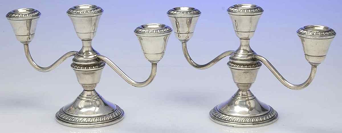 D5S1 (Sterling, Hollowware) Pair of Weighted 3 Light Candelabra by D. S. Spaulding-1