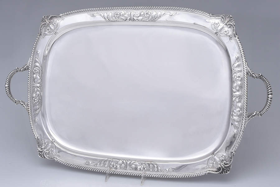 228-H (Sterling, Hollowware) Large Waiter Tray by Durham Sterling-1