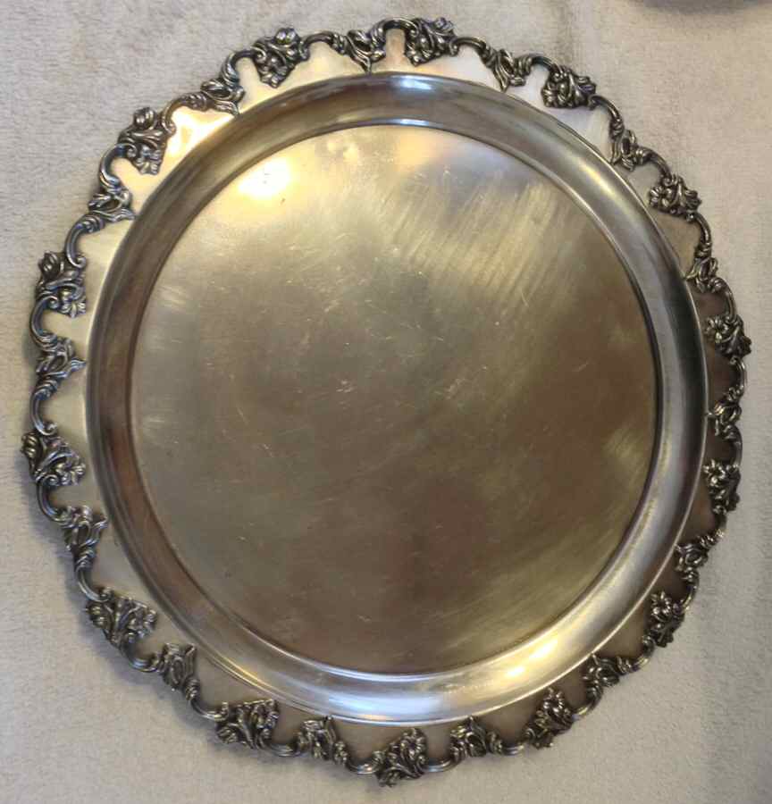 01609 (Silverplate, Hollowware) Large Round Silverplate Tray by Derby Silver Company-1