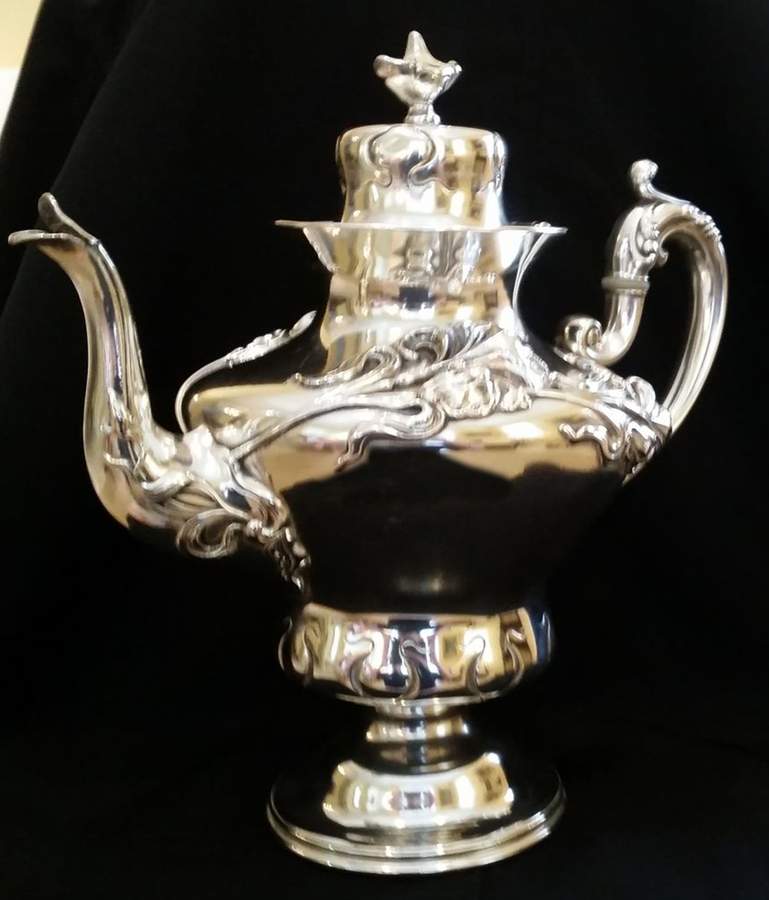 1619 (Silverplate, Hollowware) Silverplate Coffee Pot by Derby Silver Company-1