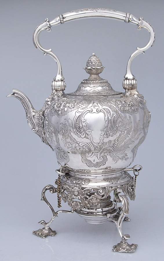 DJW1 (Sterling, Hollowware) Kettle, Stand & Burner by Daniel & John Wellby (London)-1