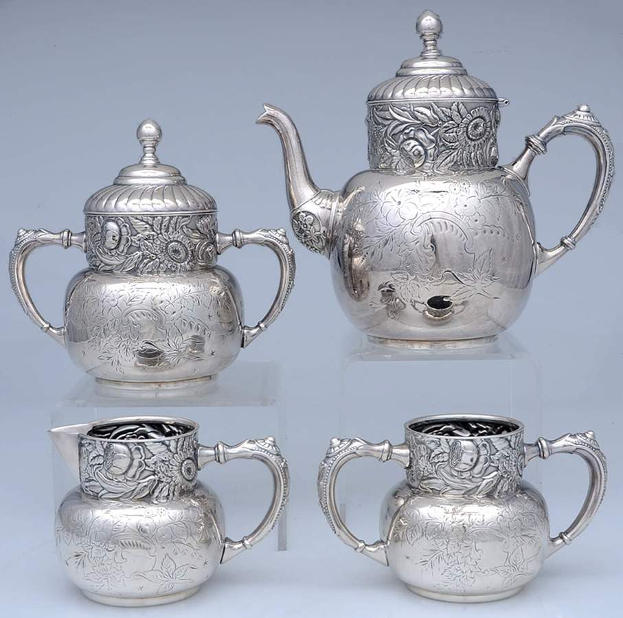 1650 (Silverplate, Hollowware) 4 Piece Coffee Set (PCP, PCR, PSUO, PWBL) by Derby Silver Company-1