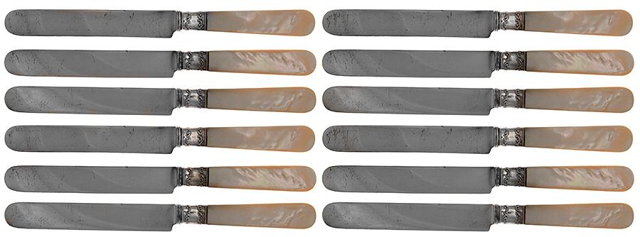 Pearl Handle (Sterling) (Set of 12) Blunt Knife with Pearl Handle by Daniel Low & Co-1