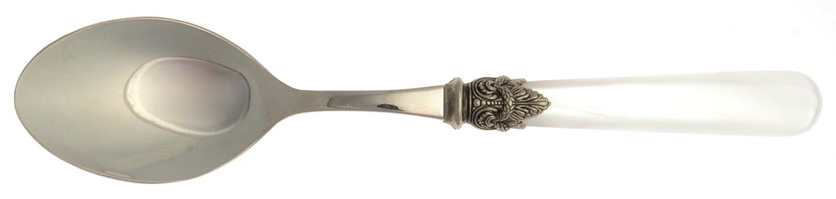 Napoleon-Pearl White (Stainless) Salad Servng Spoon with Stainless Bowl by EME Flatware-1