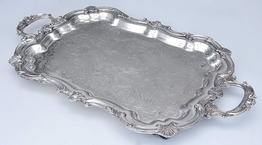 ENV1 (Silverplate, Hollowware) Large Silverplate Waiter Tray by English Silver Mfg Co.-1