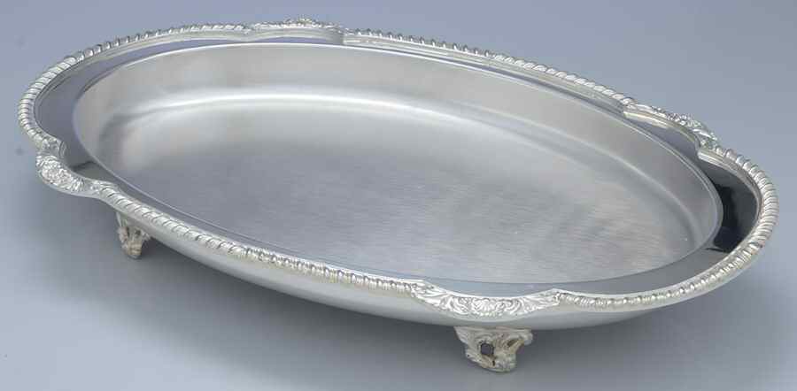 925F (Silverplate, Hollowware) 19" Footed Oblong Buffet Tray by English Silver Mfg Co.-1