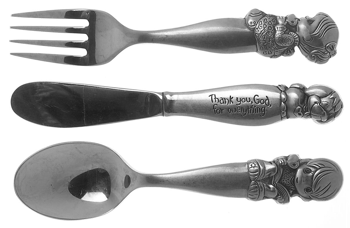 Precious Moments (Stainless) (3 Pc) Youth Set (Solid Knife, Fork & Spoon) by Enesco-Japan-1