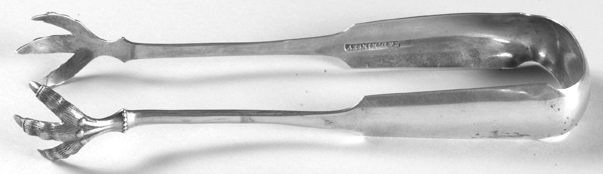 Coin Silver Flatware Large Ice Serving Tongs by E & D Kinsey-1