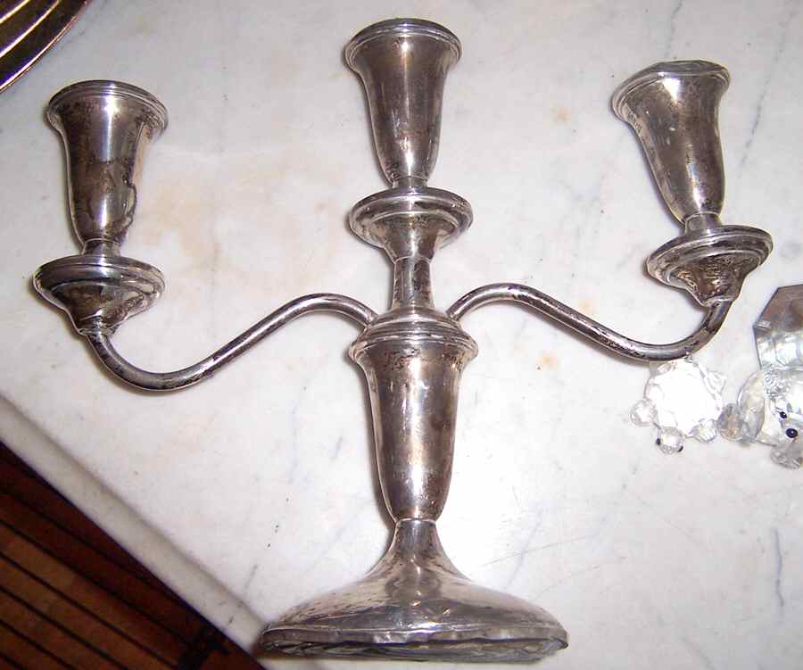 877 (Sterling, Hollowware) Small 3-Light Candelabra by Empire Silver Co-1