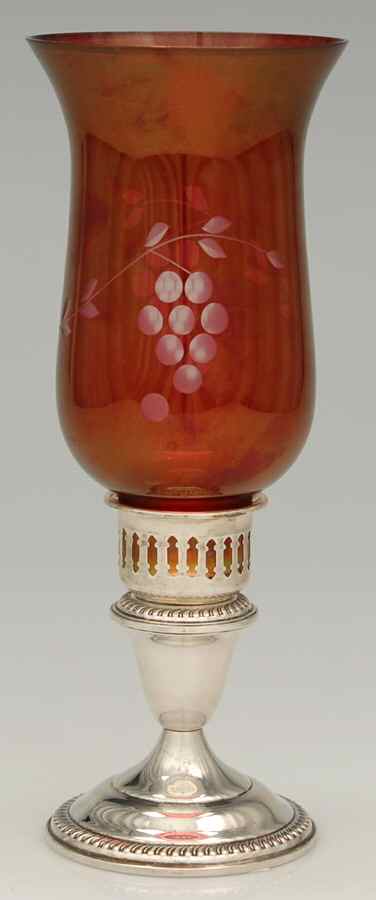 44 (Sterling, Hollowware) Hurricane Lamp and Globe by Empire Silver Co-1