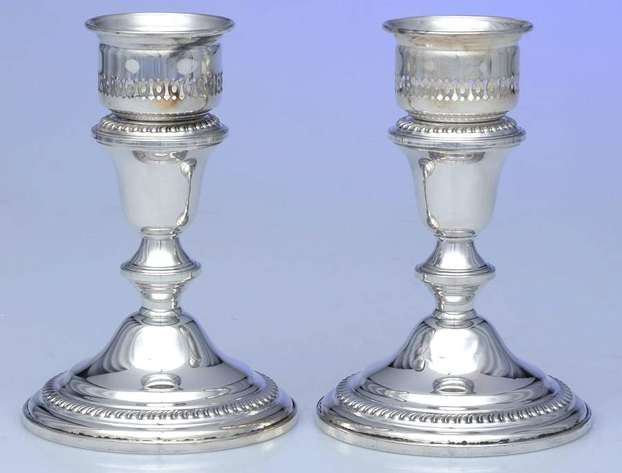 44 (Sterling, Hollowware) Hurricane Lamp Base (Set of 2) by Empire Silver Co-1