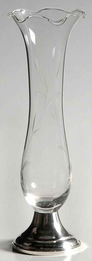 492 (Sterling, Hollowware) Crystal Vase with Sterling Base by Empire Silver Co-1