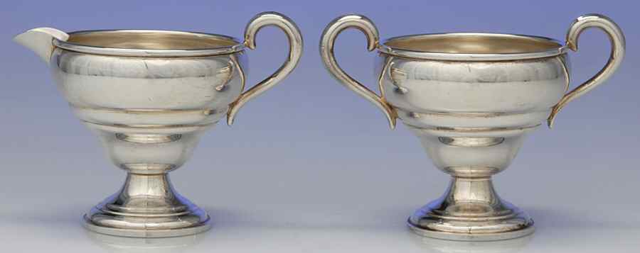 23 (Sterling, Hollowware) Mini Sterling Creamer and Open Sugar by Empire Silver Co-1