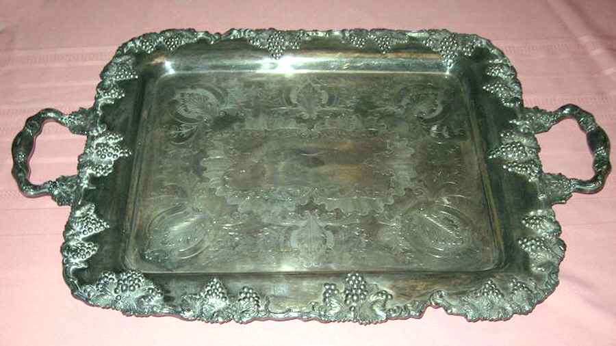 704 (Silverplate, Hollowware) Large Silverplate Waiter Tray by E & J Bass-1