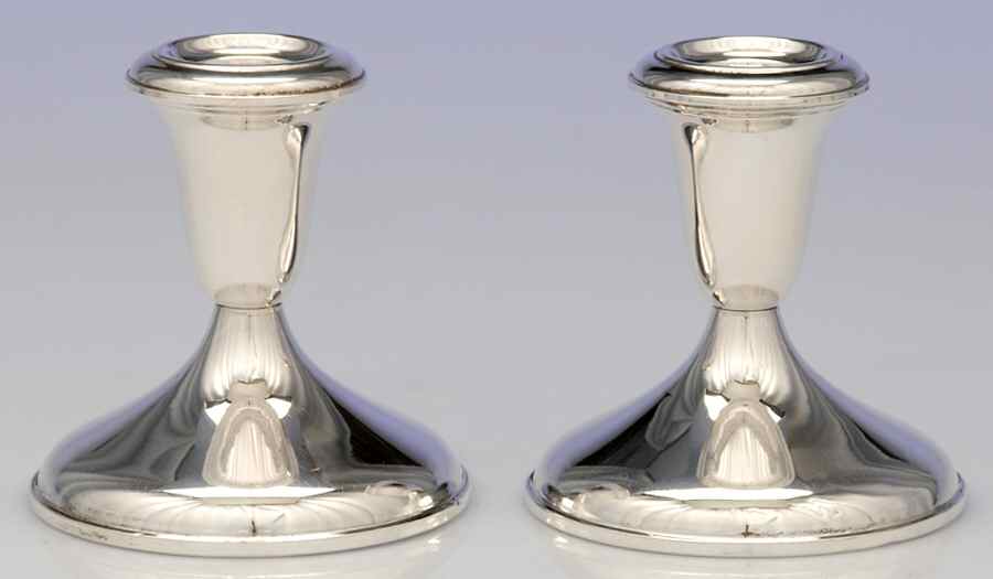 371 (Sterling, Hollowware) Pair of 3" Console Candleholders by Empire Silver Co-1