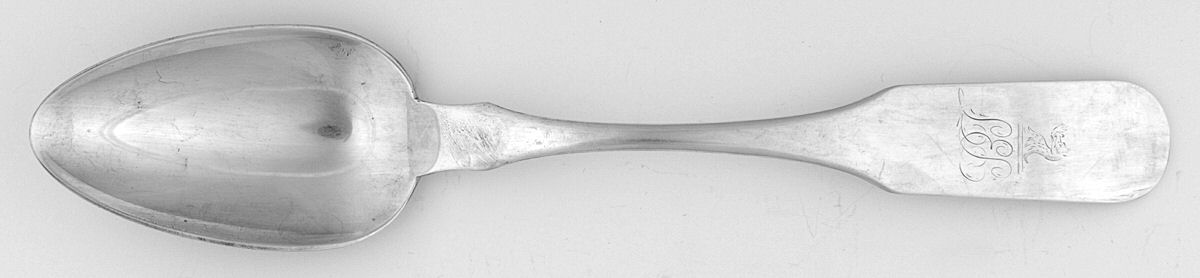 Coin Silver Flatware Tablespoon (Serving Spoon) by Edward Lownes-1