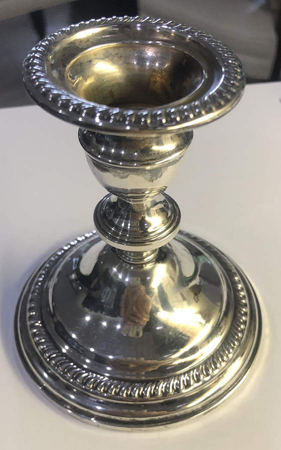 61 (Sterling, Hollowware) Weighted Console Candleholder by Empire Silver Co-1