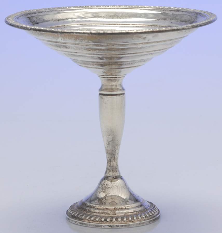 61 (Sterling, Hollowware) Weighted Round Compote (Height X Width) by Empire Silver Co-1