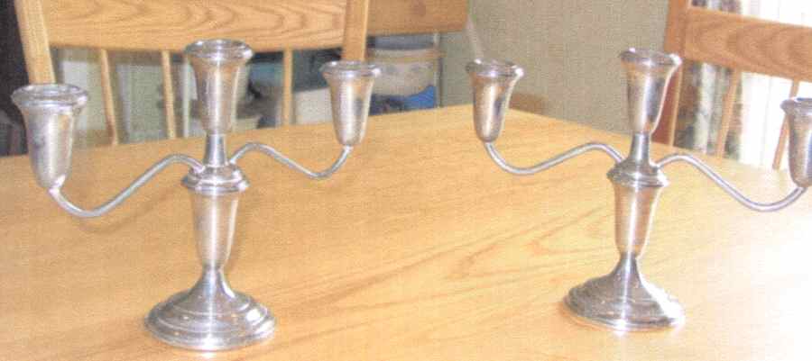 870 (Sterling, Hollowware) Pair of 3-Light Candelabra by Empire Silver Co-1