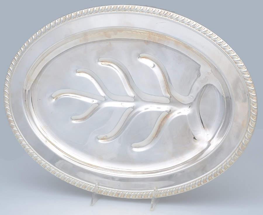 216 (Silverplate, Hollowware) Meat Platter with Well Tree by English Silver Mfg Co.-1