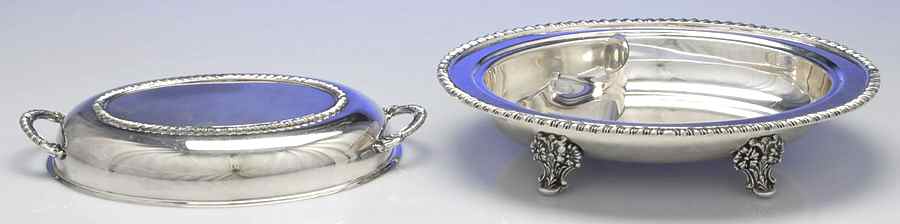 216 (Silverplate, Hollowware) Footed Double Vegetable with Lid by English Silver Mfg Co.-1