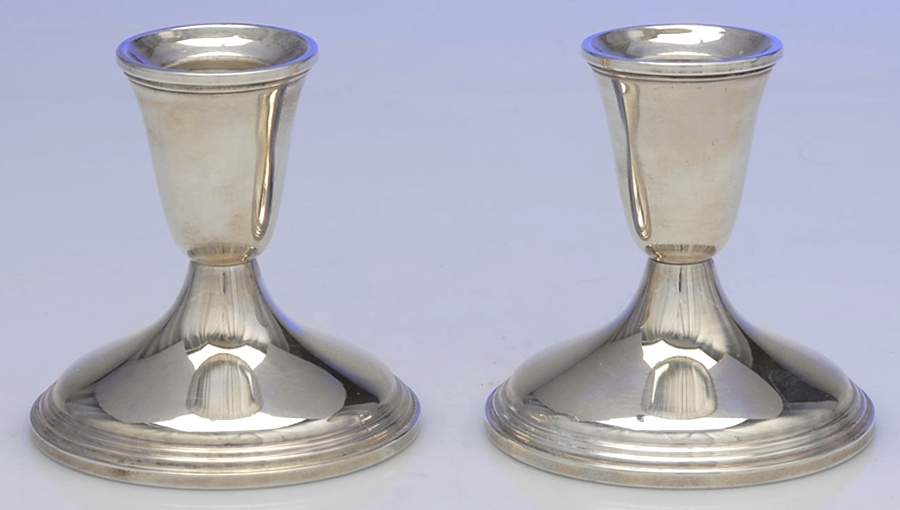 386 (Sterling, Hollowware) Pair of Weighted Candleholders by Empire Silver Co-1