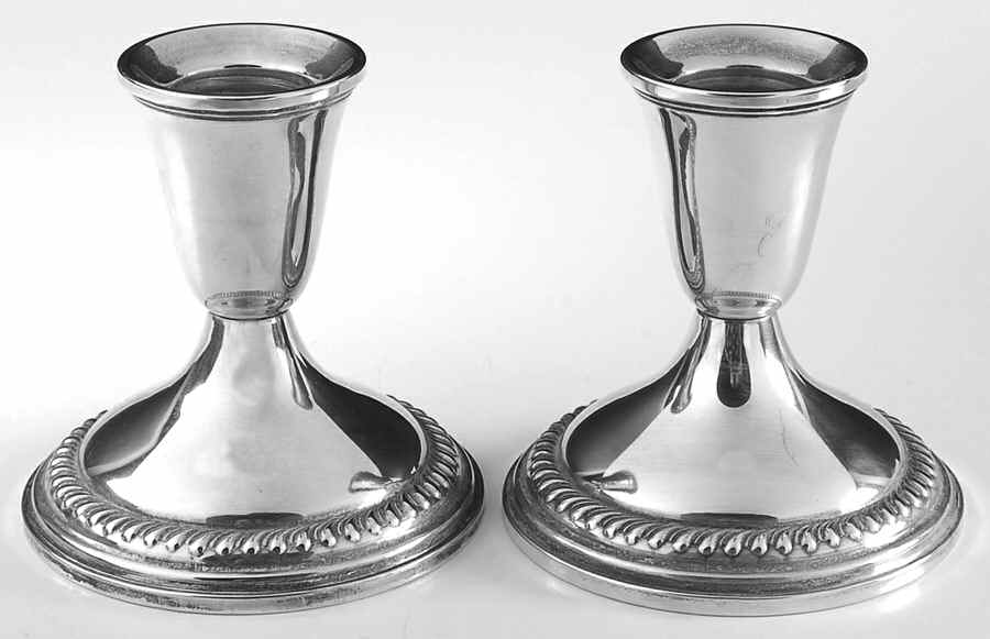 386 (Sterling, Hollowware) Pair of Weighted Candleholders by Empire Silver Co-1