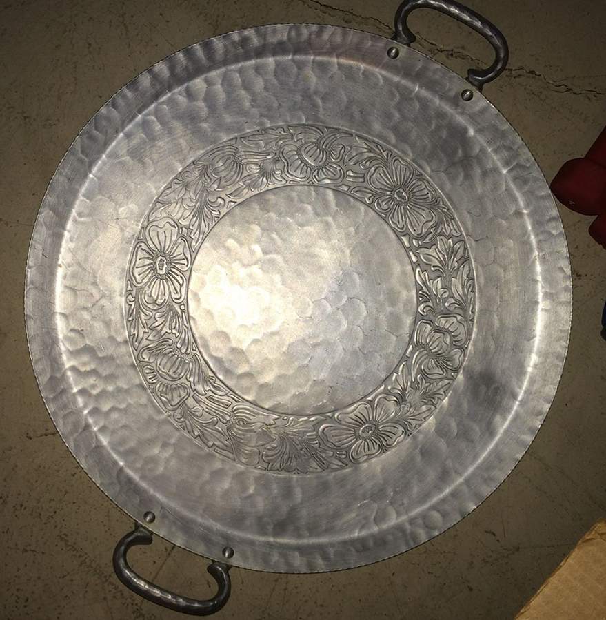 Aluminum Hollowware 14" Round Handled Tray by Everlast Metal-1