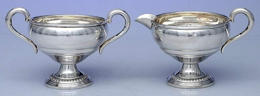 22 (Sterling, Hollowware) Weighted Mini Creamer and Open Sugar by Empire Silver Co-1