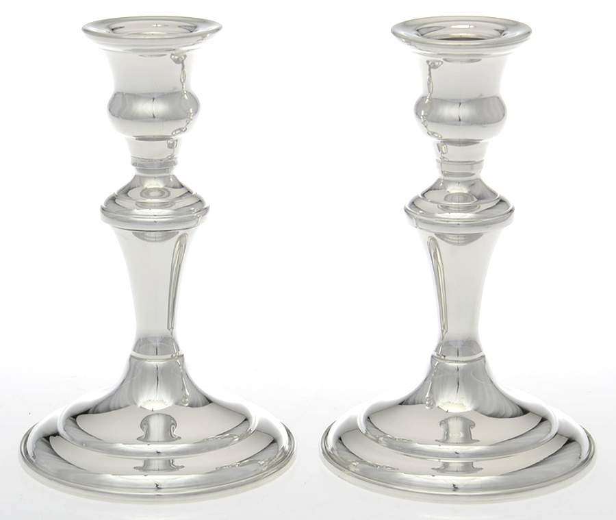 836 (Pewter, Hollowware) Pair of 6" Candlesticks by Empire Silver Co-1