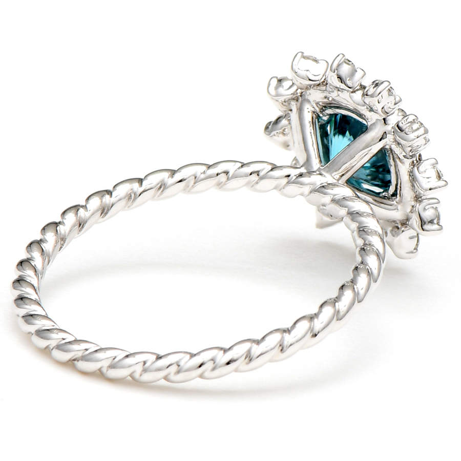 14KW Blue Zircon(1.10) & Diamond(0.28)Halo Ring-2