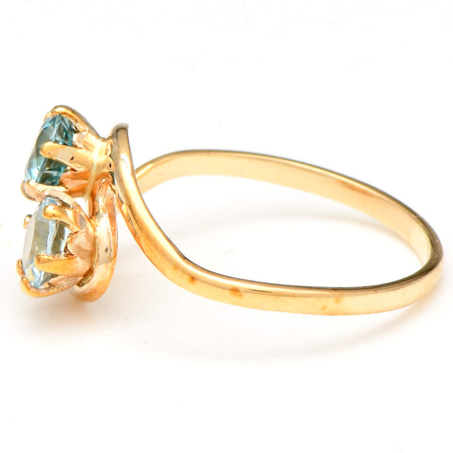 10KY Blue Zircon (0.45) & Blue Topaz (0.43) Bypass Ring-3