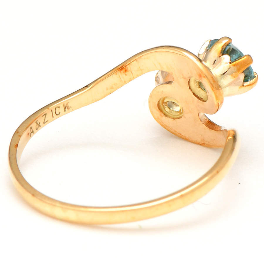 10KY Blue Zircon (0.45) & Blue Topaz (0.43) Bypass Ring-2