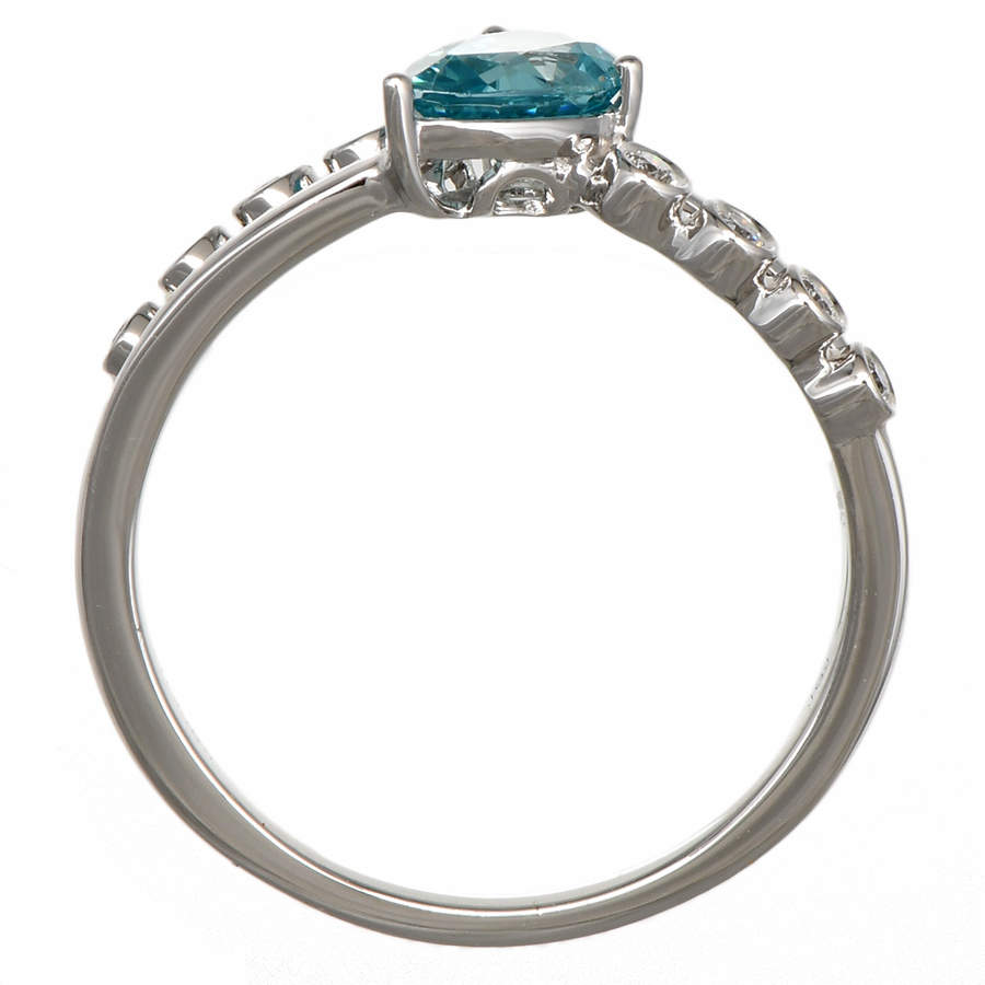 14KW Pear-Cut Blue Zircon (0.91) & Diamond (0.10) Bypass Ring-4
