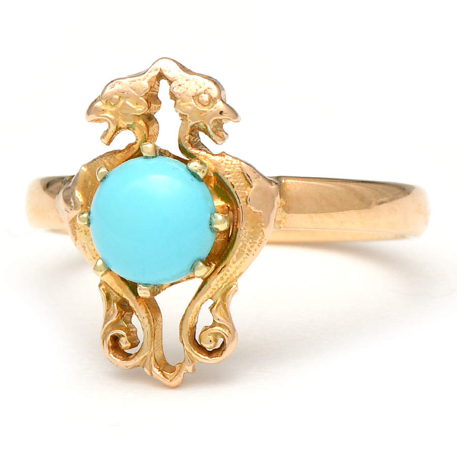14KY Turquoise Griffin Ring-1