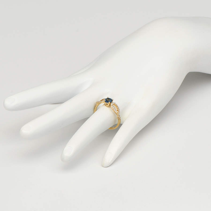 14KY Sapphire (0.62) & Diamond (0.25) Double Infinity Ring-5