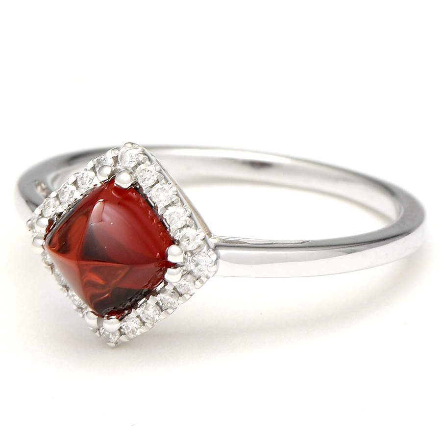 14KW Sugarloaf Garnet (1.47) & Diamond (0.07) Halo Ring-1