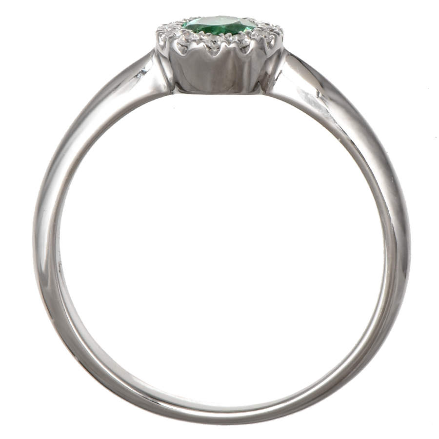 14KW Emerald (0.24) & Diamond (0.06) Petite Halo Ring-4