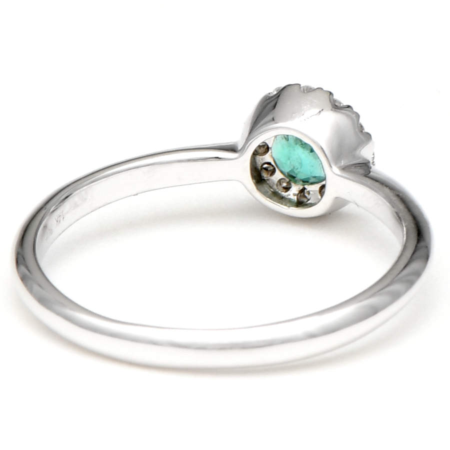 14KW Emerald (0.24) & Diamond (0.06) Petite Halo Ring-2