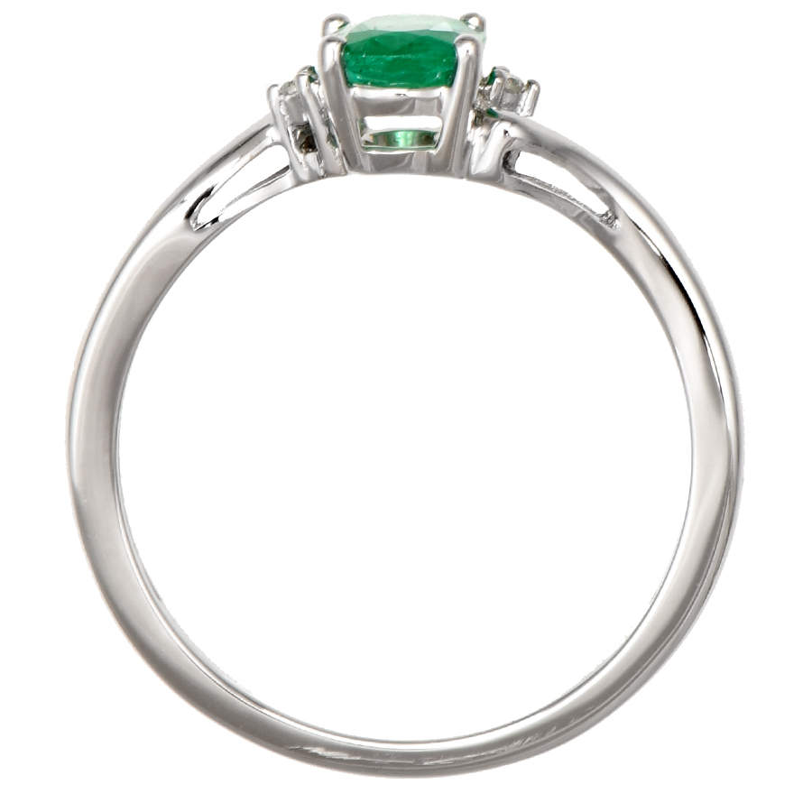 14KW Emerald (0.62) & Diamond Accent Ring-4