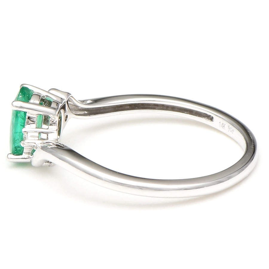 14KW Emerald (0.62) & Diamond Accent Ring-3