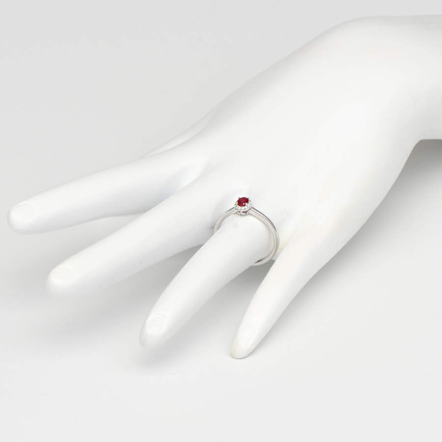 14KW Petite Ruby(0.22) & Diamond(0.04) Halo Ring-5