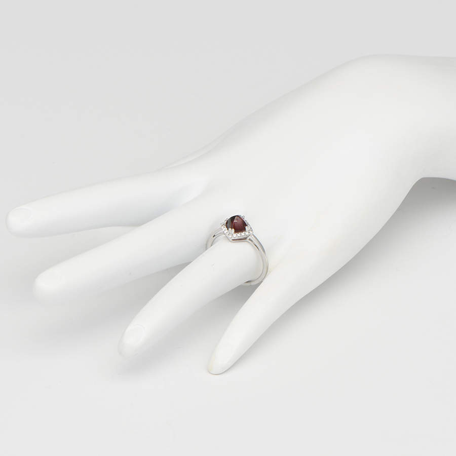 14KW Sugarloaf Garnet (1.47) & Diamond (0.10) Halo Ring-5